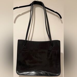 Monsac Paris Elegant Black Leather Tote Bag
